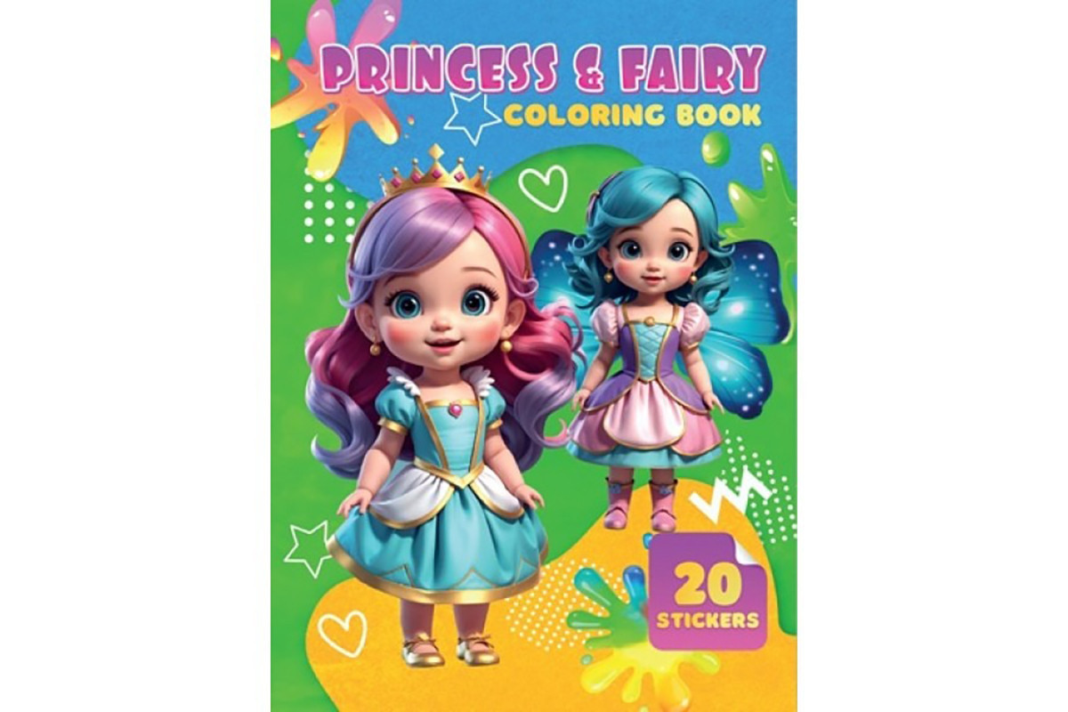 Дитяча розмальовка Princessand Fairy А06012508, 20 наліпок А4 Дитяча розмальовка Princessand Fairy А06012508, 20 наліпок А4