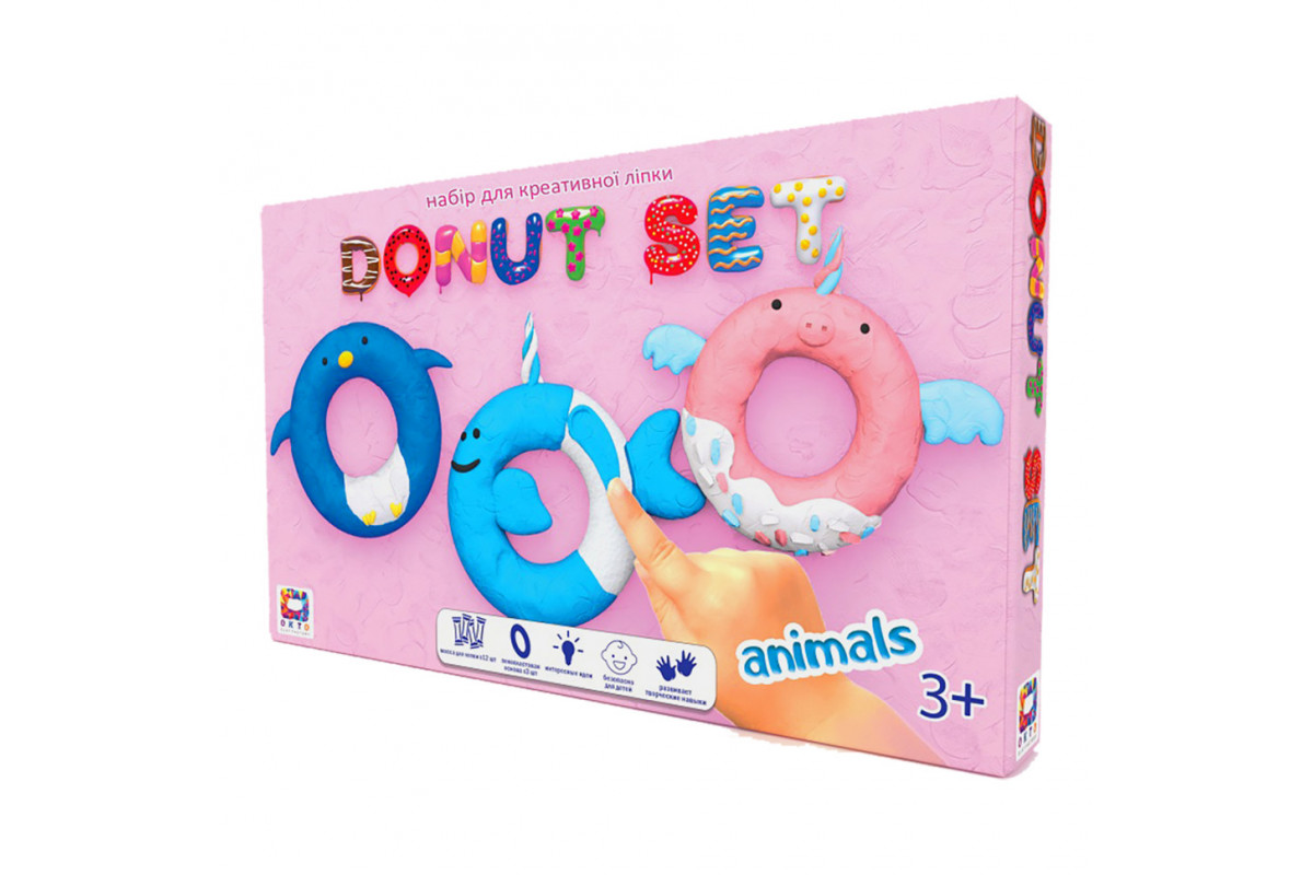 Набір для креативного ліплення TM Moon Light Clay Donut Set ANIMALS легкий стрибаючий пластилін - РУС 70088