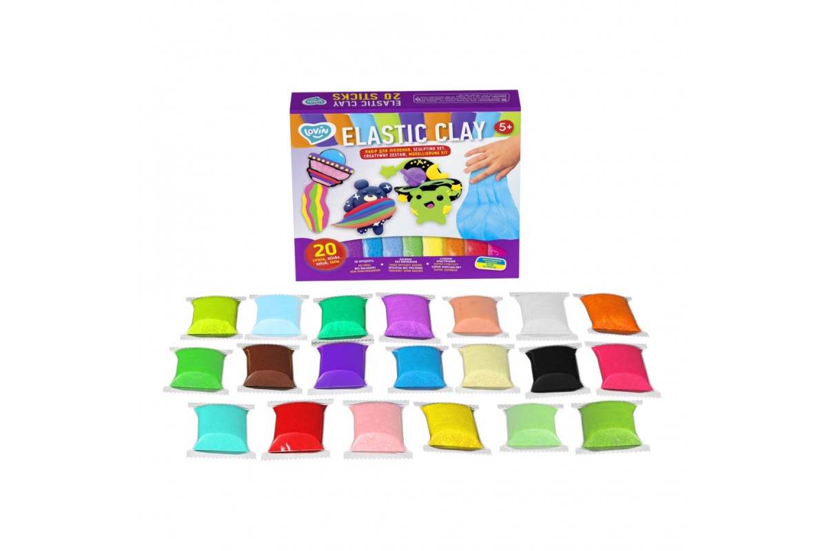 Набор для лепки с воздушным пластилином Elastic Clay 70140, 20 стыков Набор для лепки с воздушным пластилином Elastic Clay 70140, 20 стыков