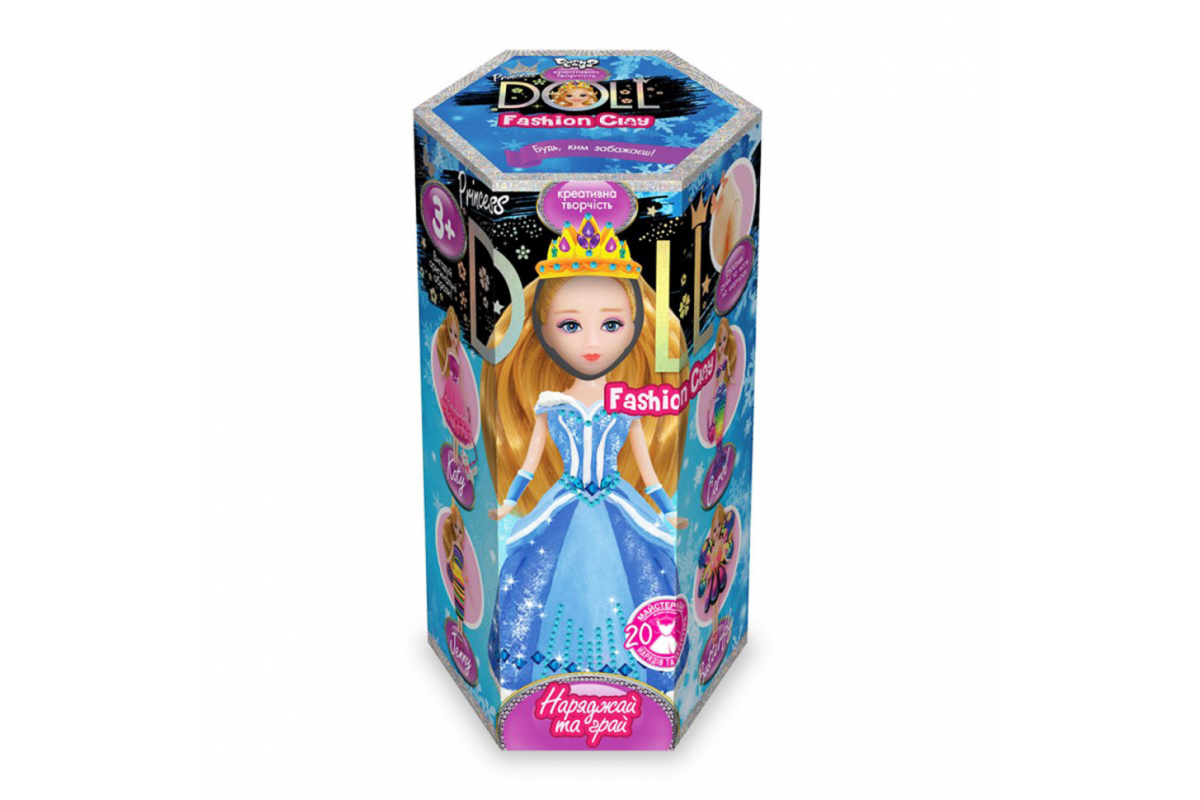 Набір для ліплення Princess Doll CLPD-02, 2 види пластиліна в комплекті Блакитне плаття Набір для ліплення Princess Doll CLPD-02, 2 види пластиліна в комплекті Блакитне плаття