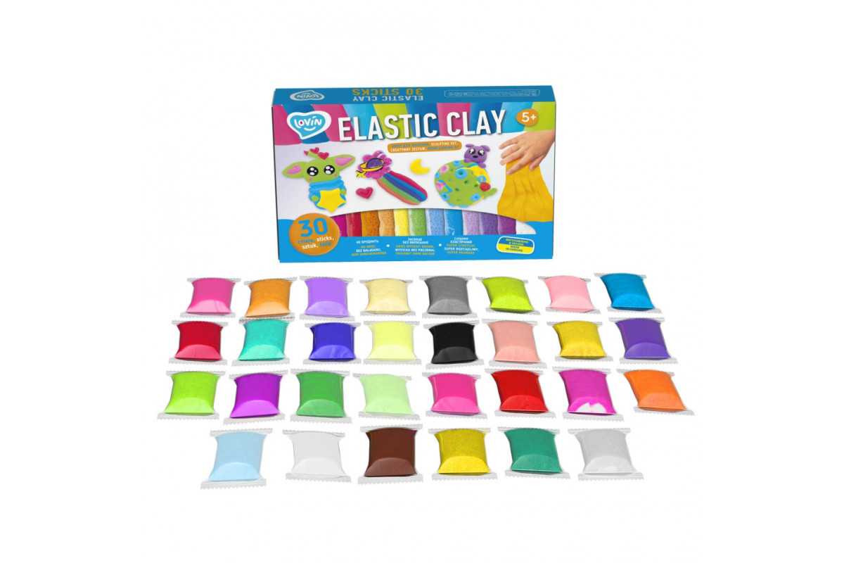 Набор для лепки с воздушным пластилином Elastic Clay 70141, 30 стыков Набор для лепки с воздушным пластилином Elastic Clay 70141, 30 стыков