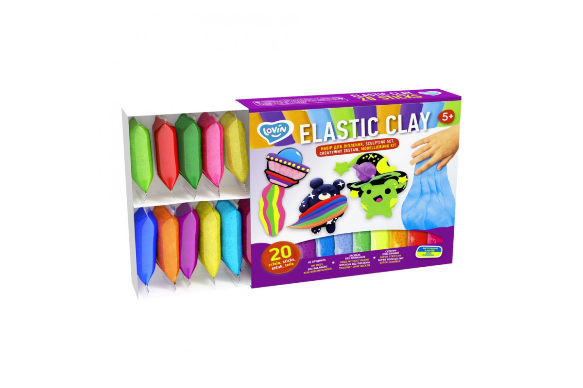 Набор для лепки с воздушным пластилином Elastic Clay 70140, 20 стыков Набор для лепки с воздушным пластилином Elastic Clay 70140, 20 стыков