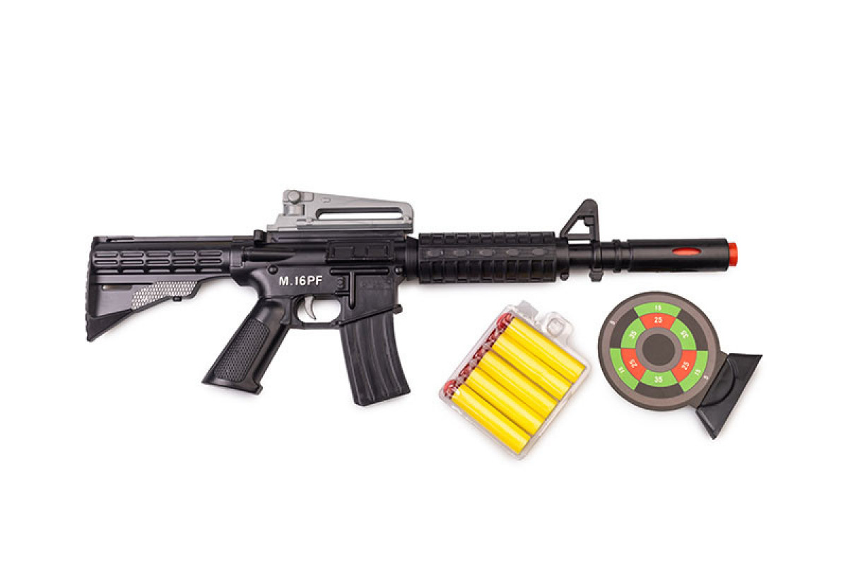 Іграшковий автомат з м'якими кулями M16 PF Golden Gun 910GG Чорний Іграшковий автомат з м'якими кулями M16 PF Golden Gun 910GG Чорний