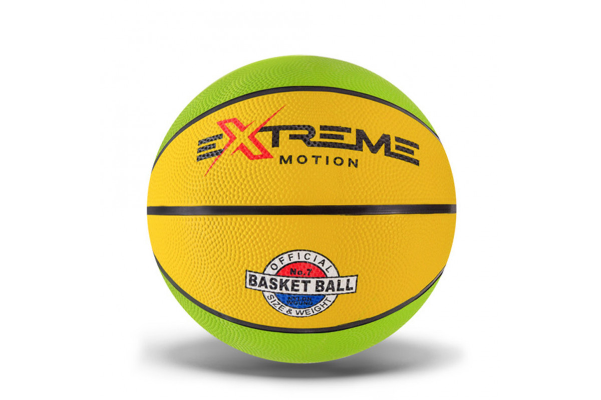 Мяч баскетбольный Extreme Motion BB1485 №7, 520 грамм Зелено-желтый Мяч баскетбольный Extreme Motion BB1485 №7, 520 грамм Зелено-желтый