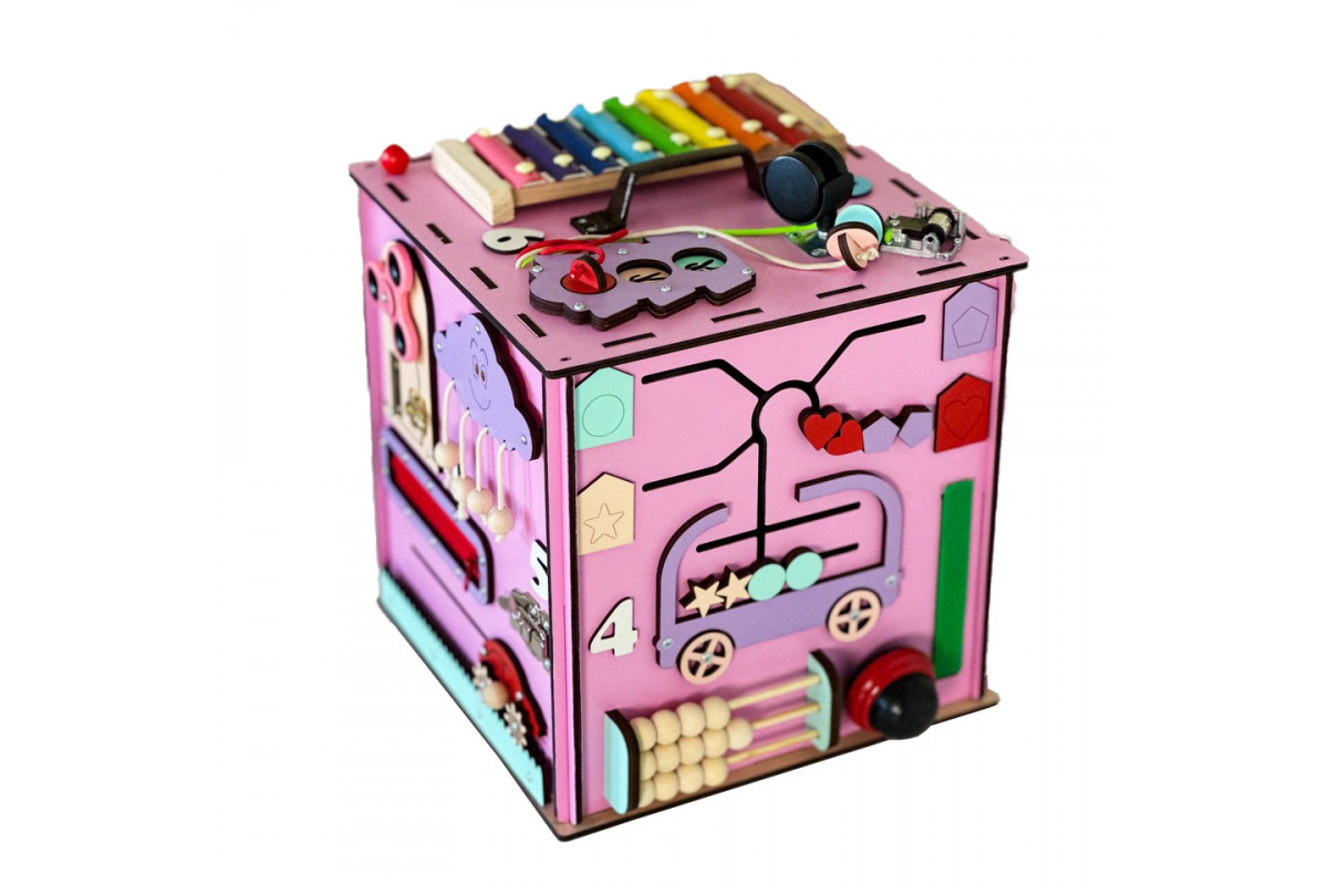 Развивающая игрушка Бизикуб TG145644630, 30х30х30 см Розовый