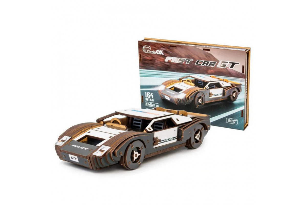 Деревянный 3D конструктор Fast car Gt Puz-26916, 164 детали Деревянный 3D конструктор Fast car Gt Puz-26916, 164 детали