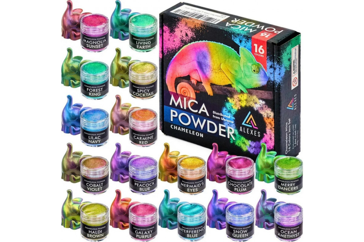 Перламутровий пігмент хамелеон Chameleon Mica Powder HM-001, 16 кольорів Перламутровий пігмент хамелеон Chameleon Mica Powder HM-001, 16 кольорів