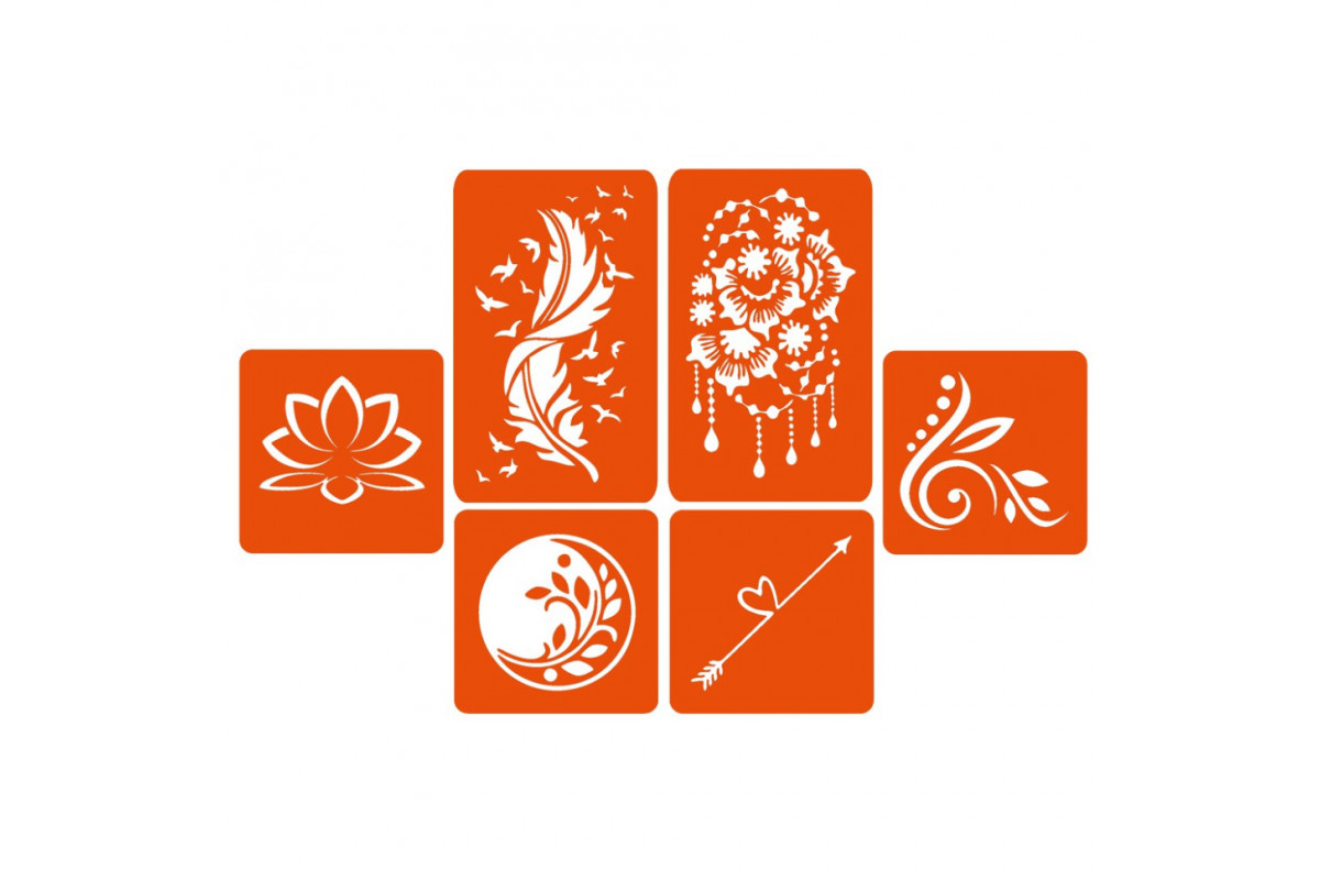 Набор хны с трафаретами для биотата №3 henna-set-03 Набор хны с трафаретами для биотата №3 henna-set-03