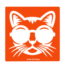 Трафарет для біо-тату Котик k108-24*24см, розмір 24х24см