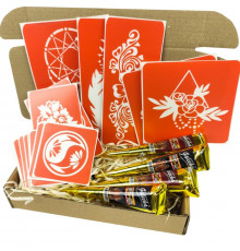 Набір кольорової хни з трафаретами для біо-тату №6 color-henna-set-06