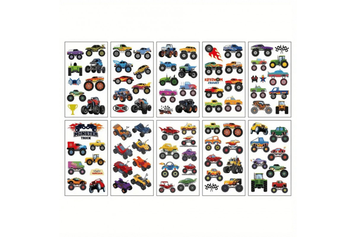 Набір дитячих тимчасових тату «Колеса-монстри» set-10-kids-tatto-cars Набір дитячих тимчасових тату «Колеса-монстри» set-10-kids-tatto-cars