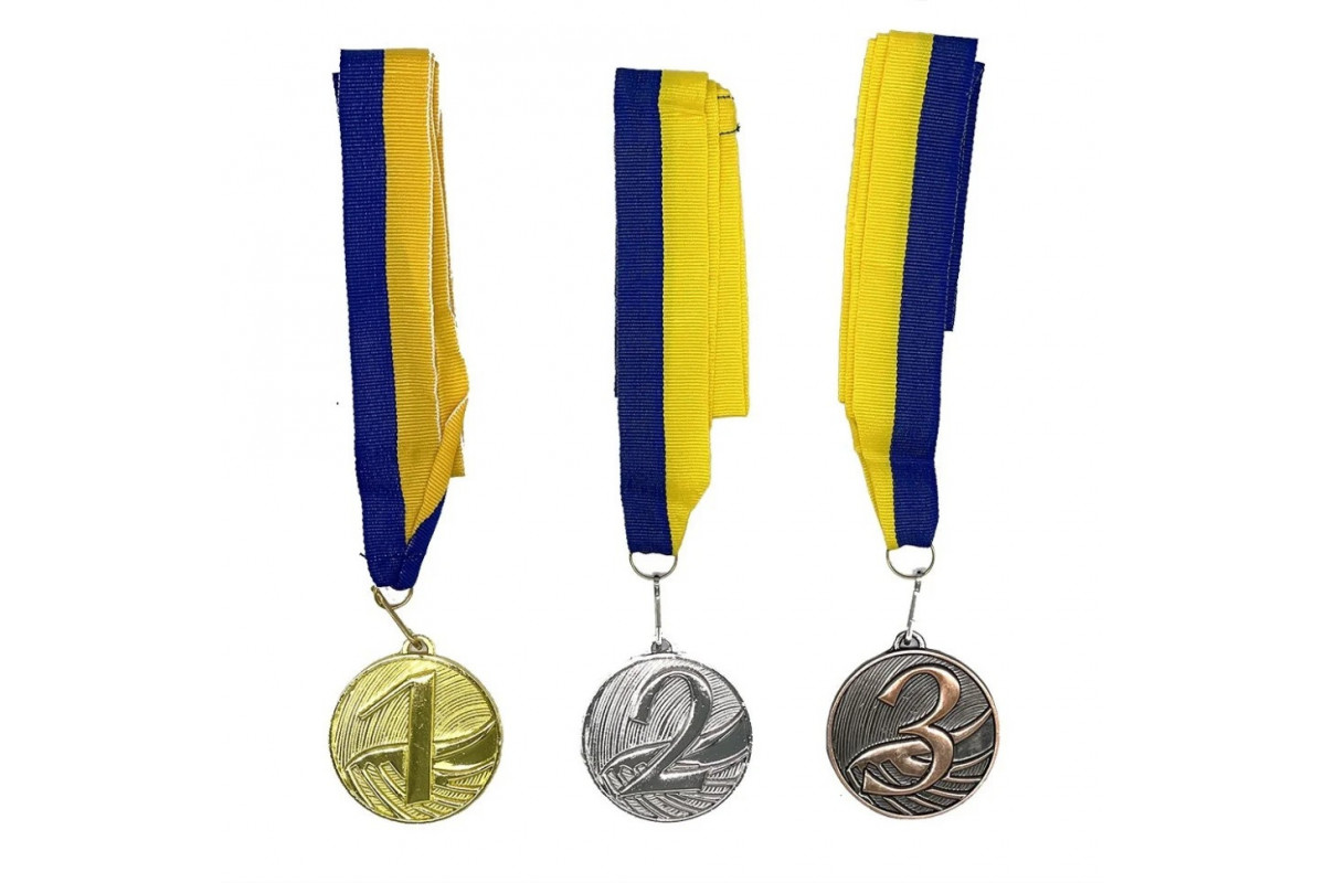 Набір(комплект) медалей 1, 2, 3 місце зі стрічкам Набір(комплект) медалей 1, 2, 3 місце зі стрічкам