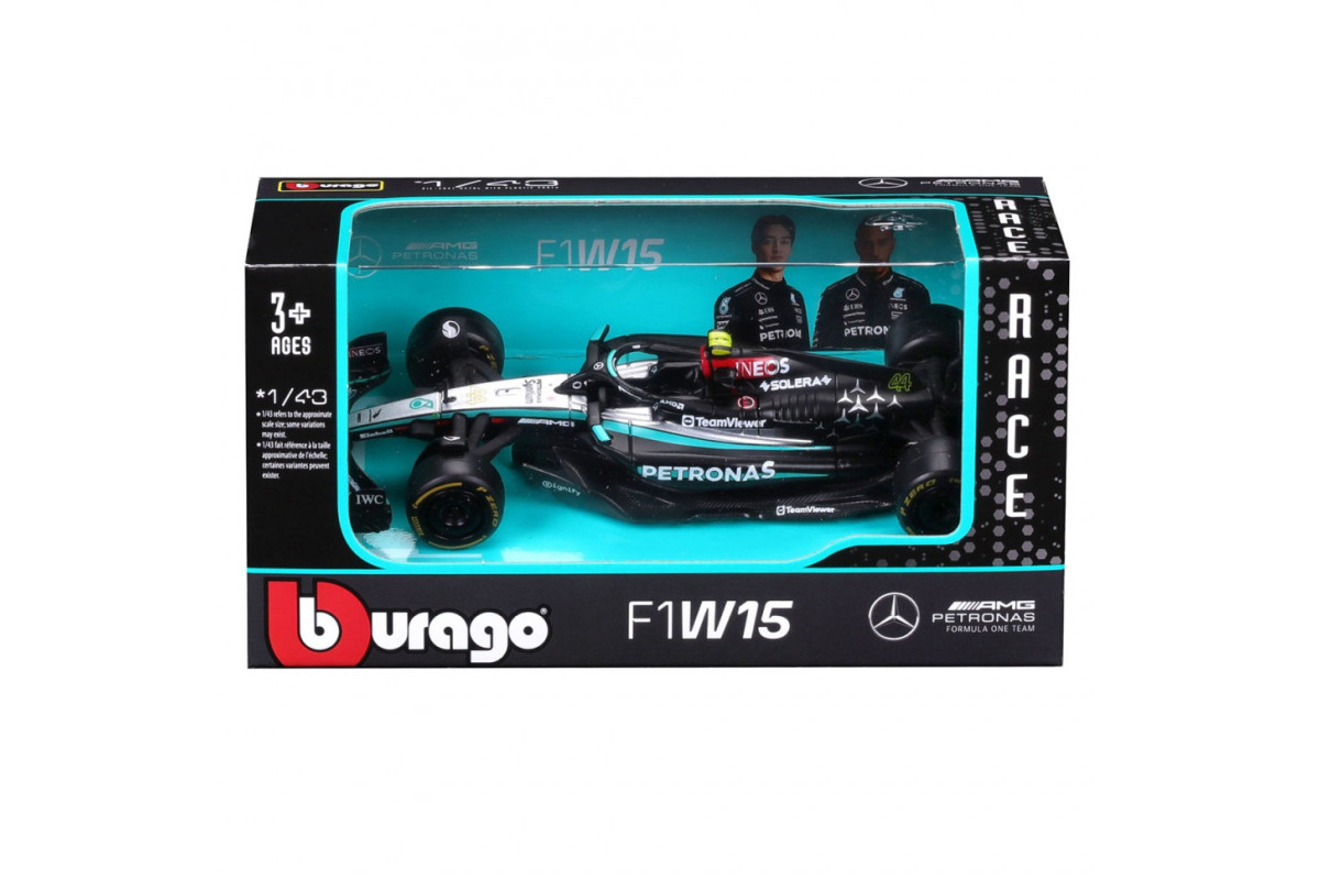 Колекційна автомодель Mercedes-AMG F1 W15 Performance (2024) Bburago 18-38208, 1:43 масштаб Колекційна автомодель Mercedes-AMG F1 W15 Performance (2024) Bburago 18-38208, 1:43 масштаб