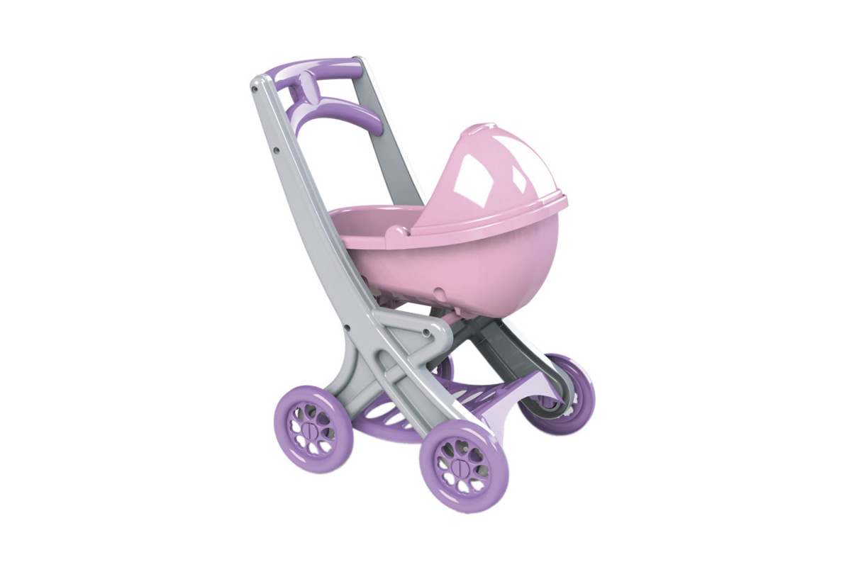 Коляска для ляльок з люлькою Doloni Toys 0121/04 Сіро-рожева Коляска для ляльок з люлькою Doloni Toys 0121/04 Сіро-рожева