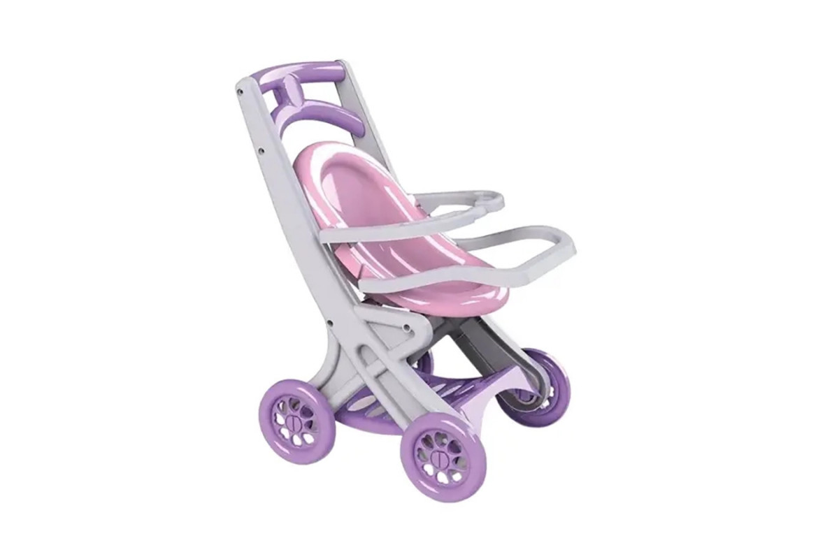 Коляска для ляльок з шезлонгом Doloni Toys 0122/04 Сіро-рожева Коляска для ляльок з шезлонгом Doloni Toys 0122/04 Сіро-рожева