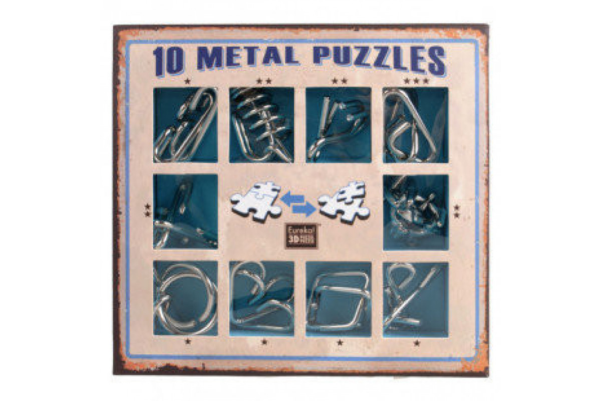 Набір головоломок 10 Metall Puzzles blue Eureka 3D Puzzle 473356, 10 головоломок Набір головоломок 10 Metall Puzzles blue Eureka 3D Puzzle 473356, 10 головоломок