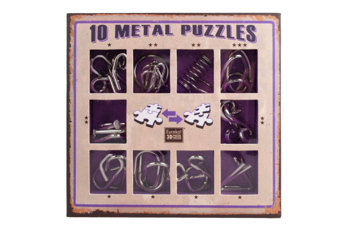 Набір головоломок Metall Puzzles violet Eureka 3D Puzzle 473359, 10 головоломок Набір головоломок Metall Puzzles violet Eureka 3D Puzzle 473359, 10 головоломок