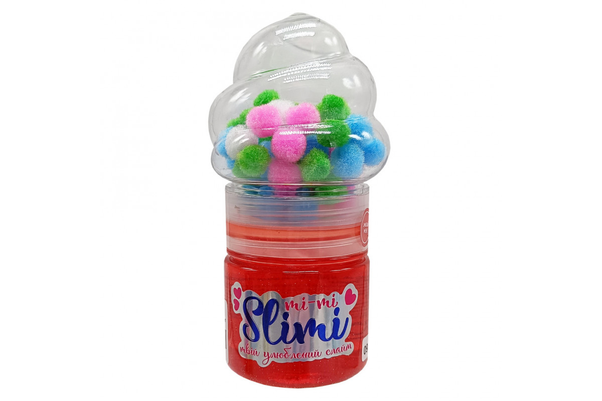 Игрушка-антистресс Слайм Mi-mi Slimi 71827ST(Red) с помпонами