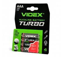 Батарейка щелочная Videx LR03/AAA Turbo 4 шт BLISTER