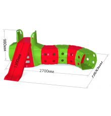 Дитяча Гірка з тунелем DOLONI-TOYS 01470 /, 3 різних кольори  Червоно-зелена 