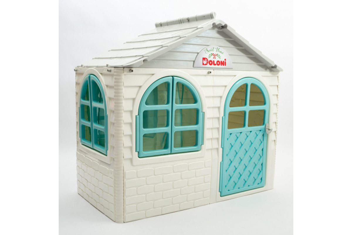 Ігровий Будиночок зі шторками Doloni Toys 02550/15 Біло-Бірюзовий  