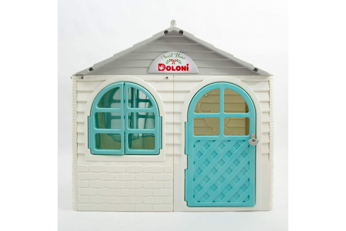 Ігровий Будиночок зі шторками Doloni Toys 02550/15 Біло-Бірюзовий  