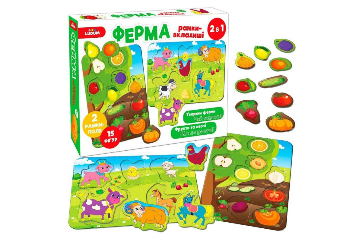 Гра настільна Ферма Рамки-вкладиші 2в1 ME5032-14, 2 поля, 16 фігур Гра настільна Ферма Рамки-вкладиші 2в1 ME5032-14, 2 поля, 16 фігур