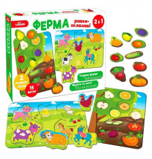 Гра настільна Ферма Рамки-вкладиші 2в1 ME5032-14, 2 поля, 16 фігур 
