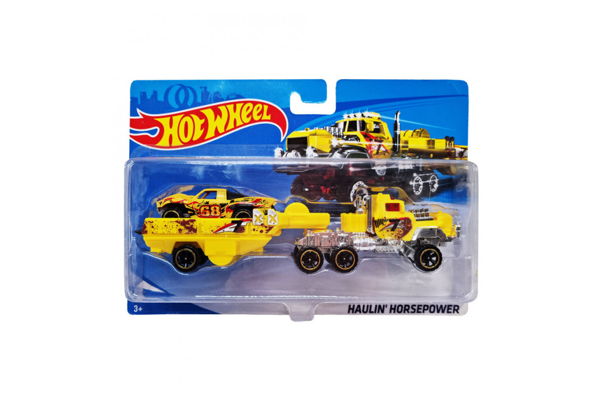 Детский игровой набор машинок T-H708-1(Yellow) с трейлером. Детский игровой набор машинок T-H708-1(Yellow) с трейлером.