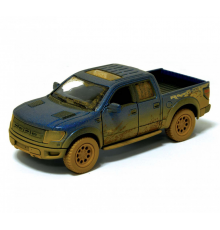 Детская модель машинки пикап Ford F-150 SVT Raptor-Supercrew Muddy Kinsmart KT5365WY инерционная, 1:46