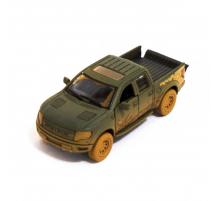 Дитяча модель машинки пікап Ford F-150 SVT Raptor-Supercrew Muddy Kinsmart KT5365WY інерційна, 1:46  Dark-Green