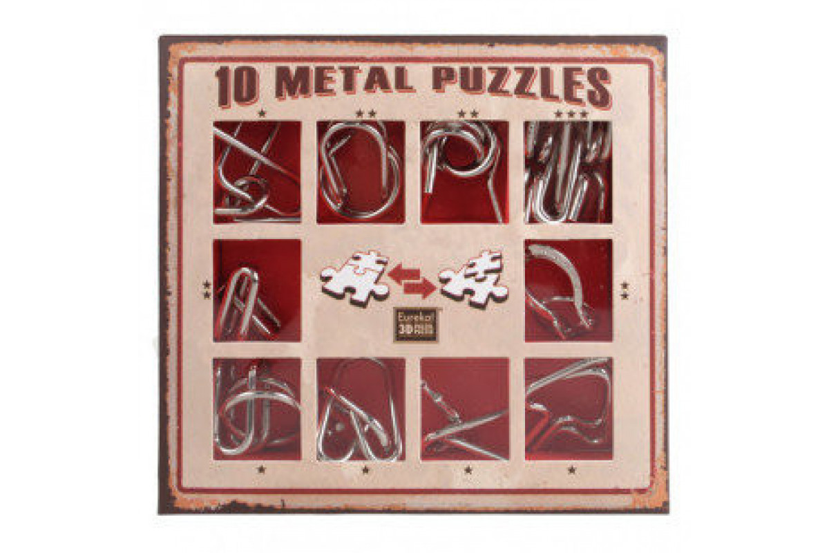 Набір головоломок 10 Metal Puzzles red Eureka 3D Puzzle 473358, 10 головоломок