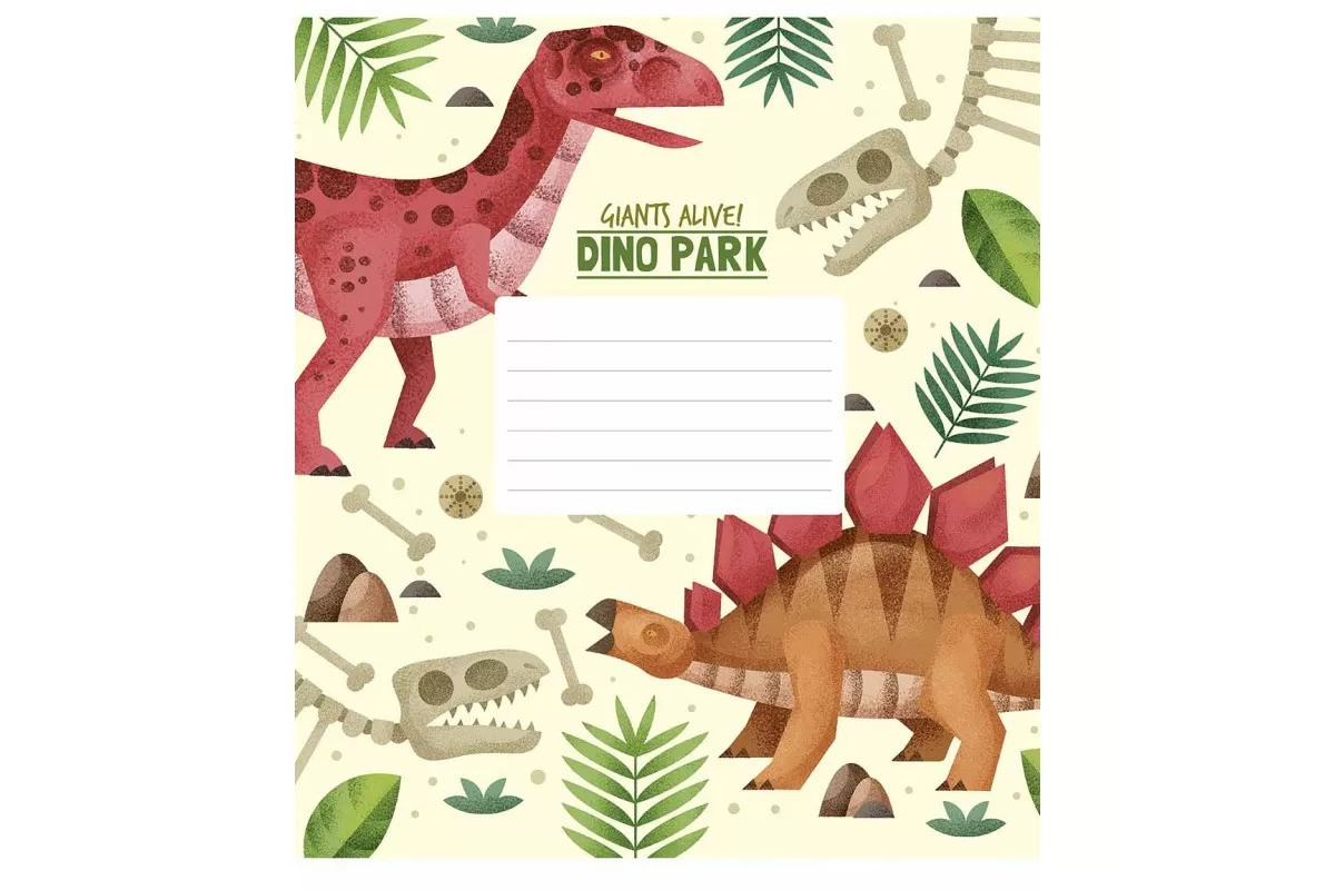 Зошит учнівський Dino park 012-3227K-4 в клітинку на 12 аркушів Зошит учнівський Dino park 012-3227K-4 в клітинку на 12 аркушів