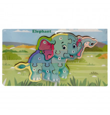 Деревянный пазл-вкладыш "Elephant" MD 1924-11, 9 элементов