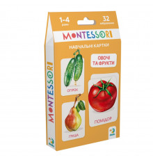 Дитячий набір навчальних карток Монтессорі "Овочі та фрукти" 301232, 32 зображення