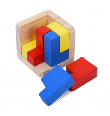 Дерев'яна куб-головоломка MD 0758-2 підставка 6 елементів