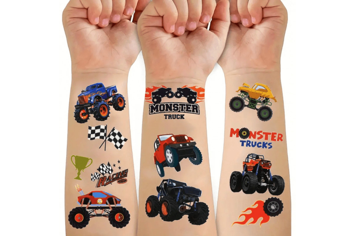 Набор детских временных тату «Колеса-монстры» set-10-kids-tatto-cars