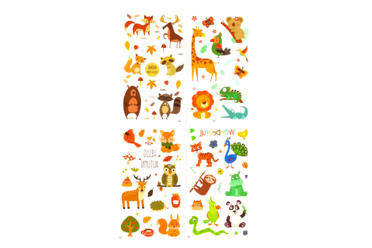 Набір дитячих тимчасових тату «Тварини» tattoo-kids-mini-set-animals