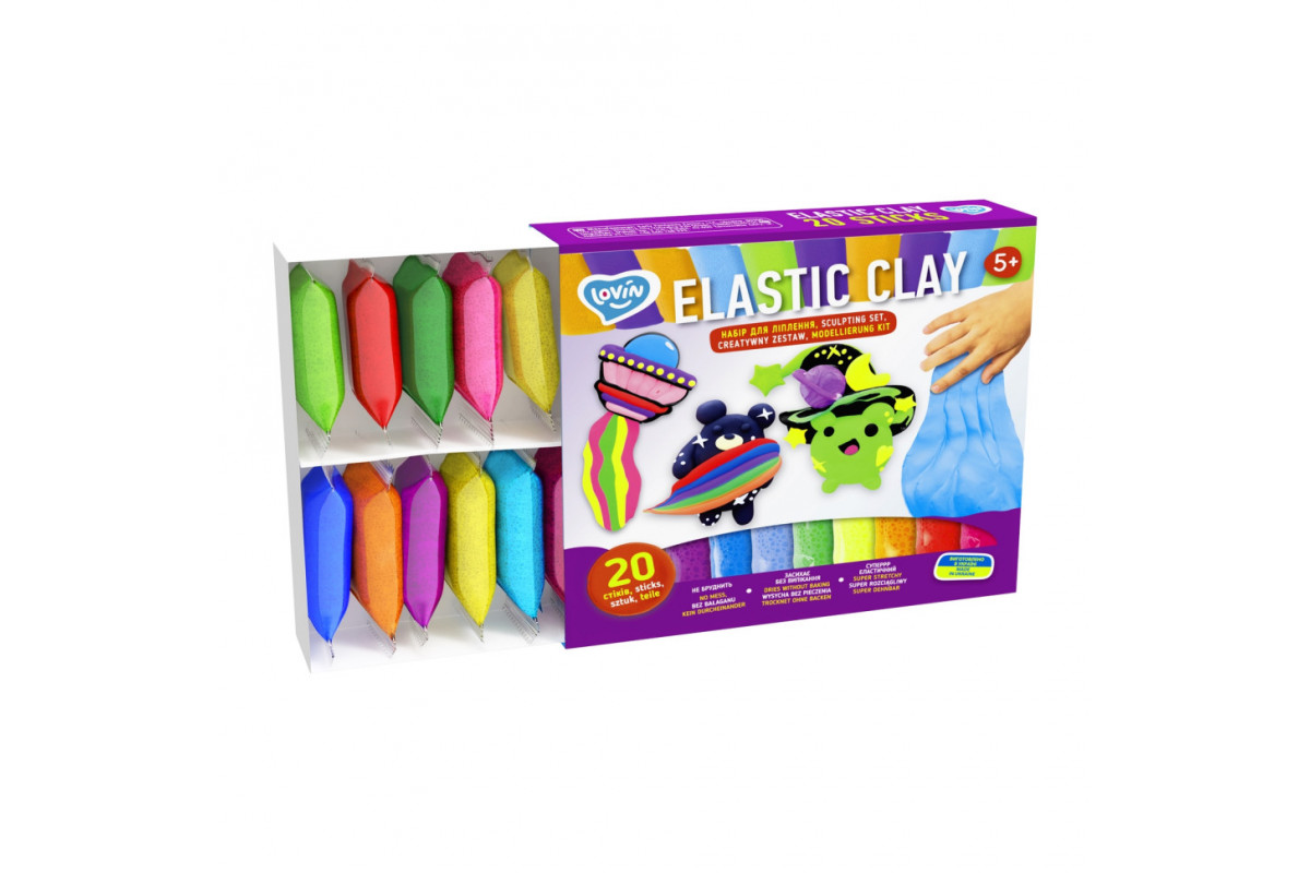 Набор для лепки с воздушным пластилином Elastic Clay 70140, 20 стиков