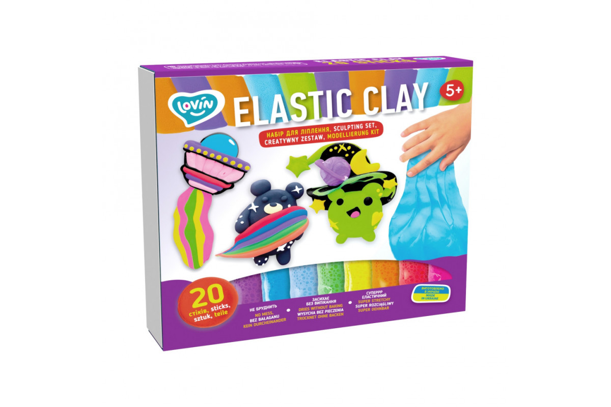 Набор для лепки с воздушным пластилином Elastic Clay 70140, 20 стиков