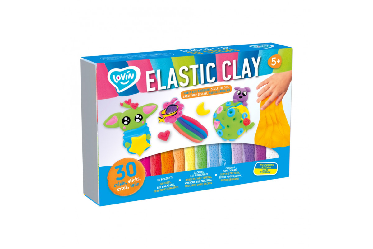 Набор для лепки с воздушным пластилином Elastic Clay 70141, 30 стиков