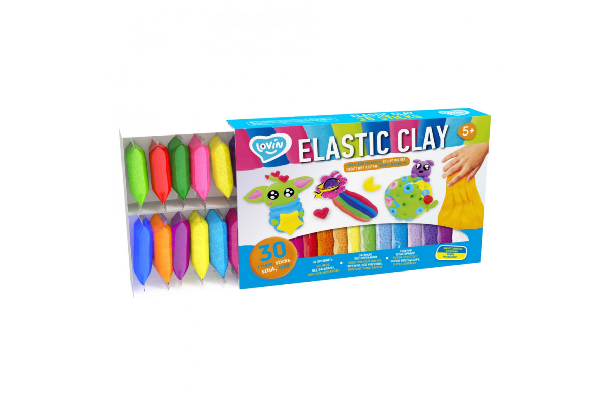 Набор для лепки с воздушным пластилином Elastic Clay 70141, 30 стиков