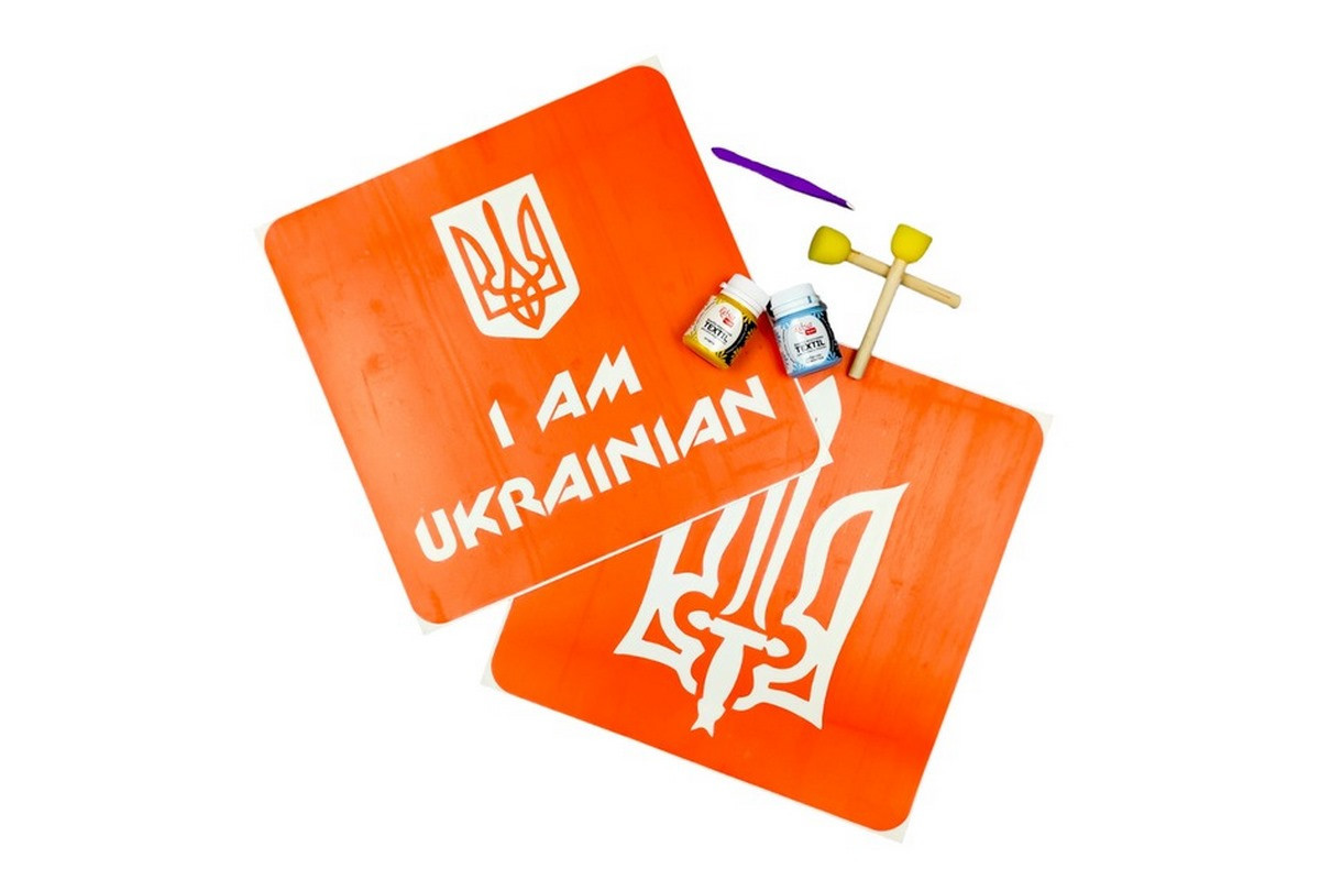 Набор для рисования по ткани «I Am Ukrainian, Тризуб» paint-n064-n059