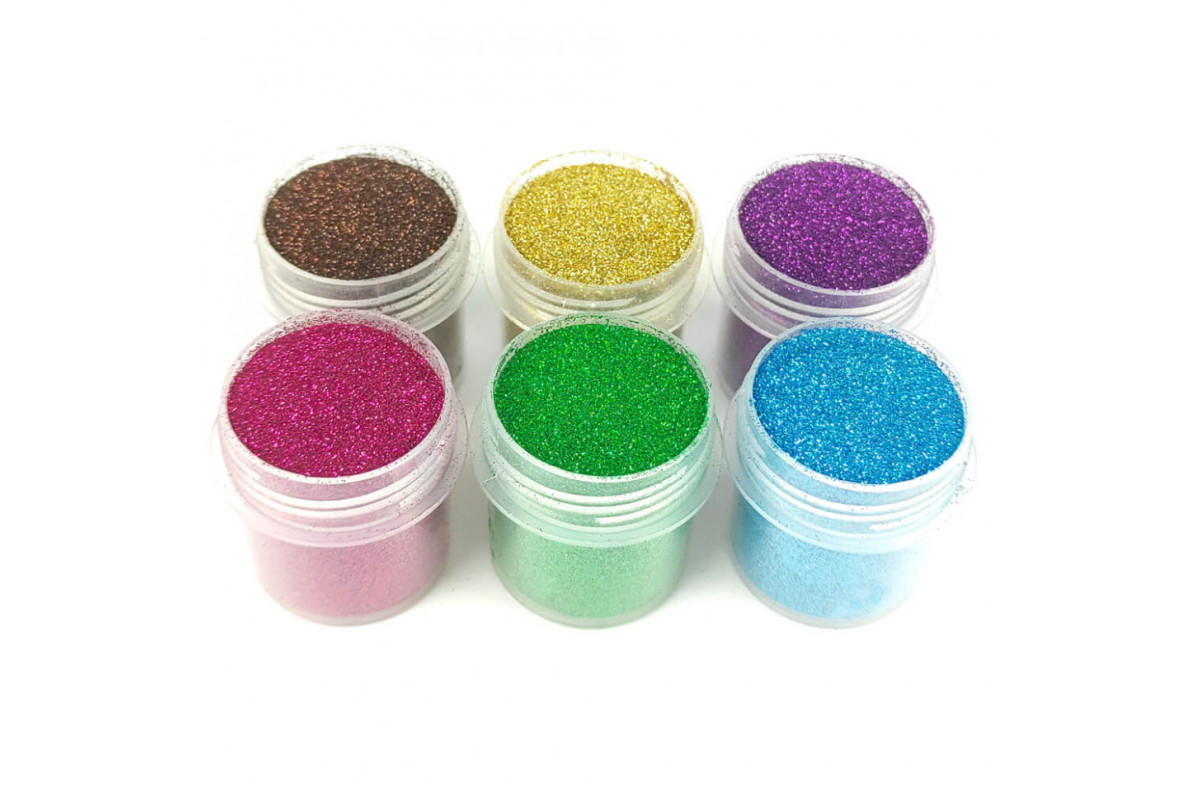 Набір гліттера для біо-тату №1 Великий glitter-set-big-6x-2, 6 кольорів по 12 мл