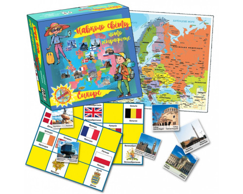 Настольная игра "Вокруг света. Лото географическое. ЕВРОПА" MKB0144 на укр. языке