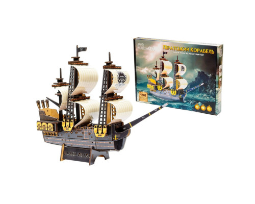 Деревянный 3D конструктор "Пиратский корабль" Puz-00928, 196 деталей