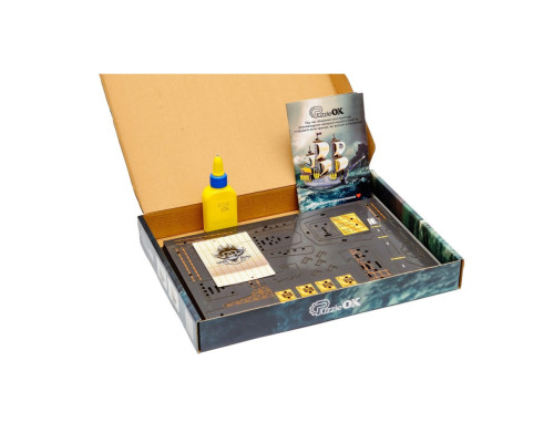 Деревянный 3D конструктор "Пиратский корабль" Puz-00928, 196 деталей