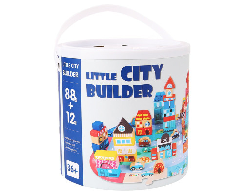 Деревянный конструктор "Город" C 75545, 12 пазлов, 88 деталей