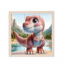 Дитячий дерев'яний пазл-вкладиш "Тиранозавр" MD 1509-5, 6 елементів 9,8 х 9,8 х 0,4 см