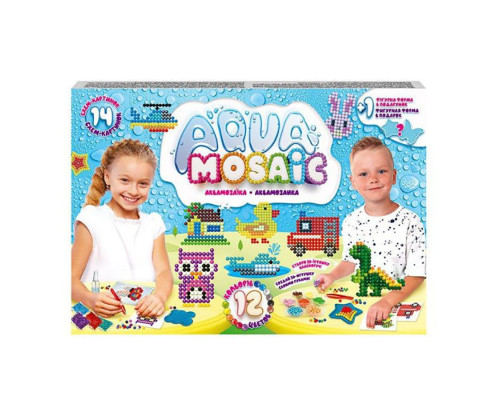 Набір креативної творчості "Aqua Mosaic" AM-01-03, 12 кольорів бусинок